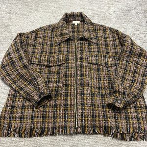 A. Peach Plaid Shacket